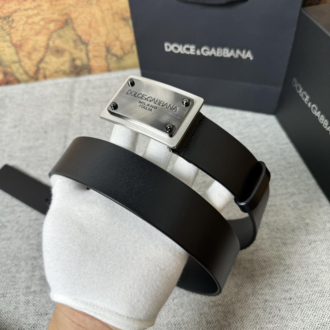 Dolce & Gabbana Calfskin Belt With Branded Tag - FashionPlug