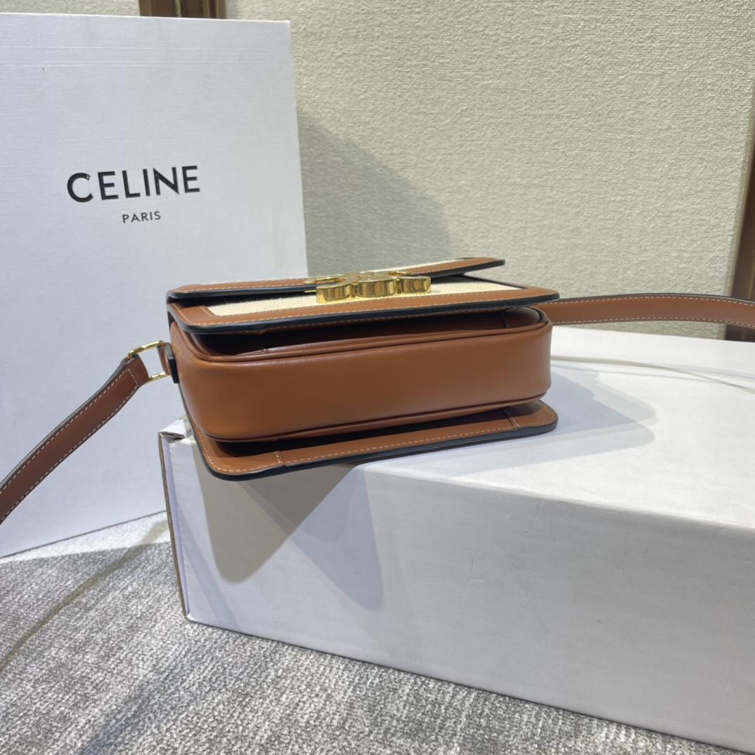 Celine Teen Triomphe Bag In Textile And Calfskin - FashionPlug