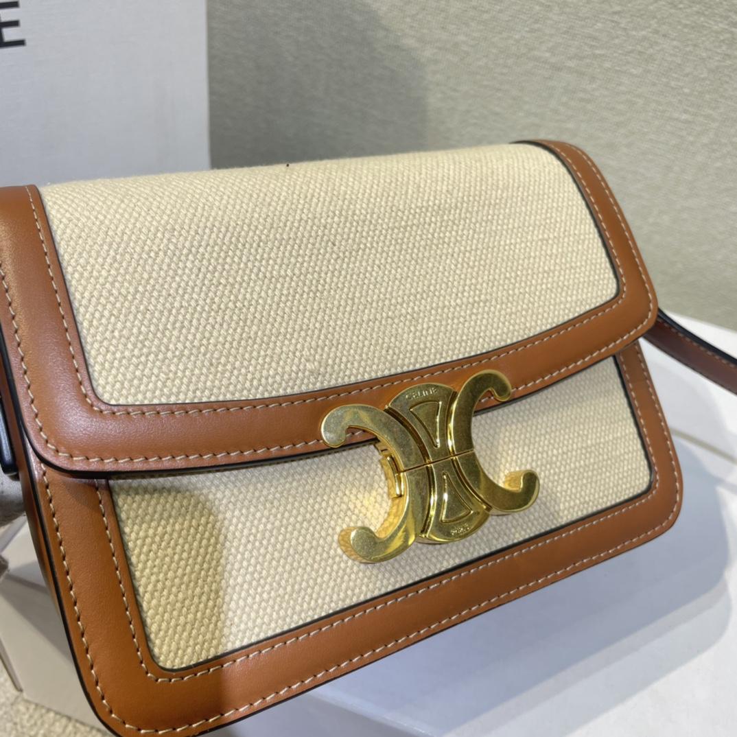 Celine Teen Triomphe Bag In Textile And Calfskin - FashionPlug