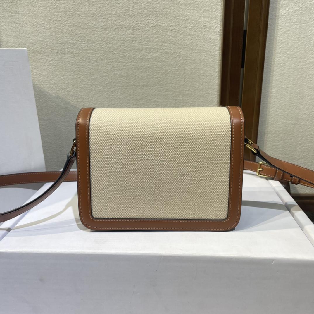 Celine Teen Triomphe Bag In Textile And Calfskin - FashionPlug