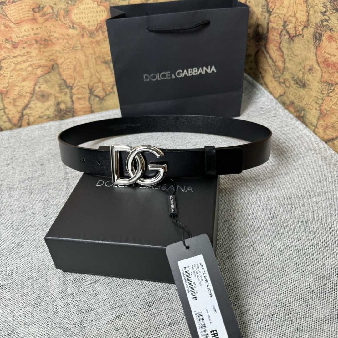 Dolce & Gabbana DG Logo-buckle Leather Belt   35mm - FashionPlug