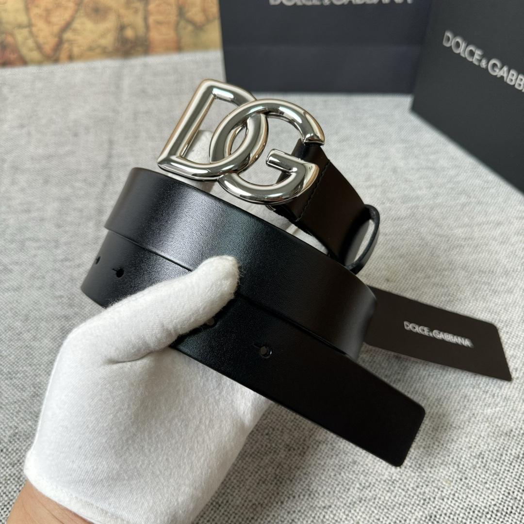 Dolce & Gabbana DG Logo-buckle Leather Belt   35mm - FashionPlug
