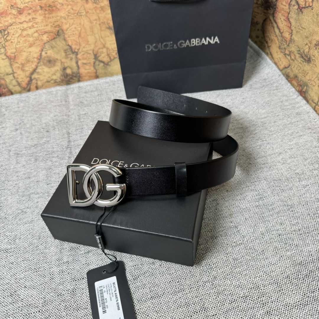 Dolce & Gabbana DG Logo-buckle Leather Belt   35mm - FashionPlug