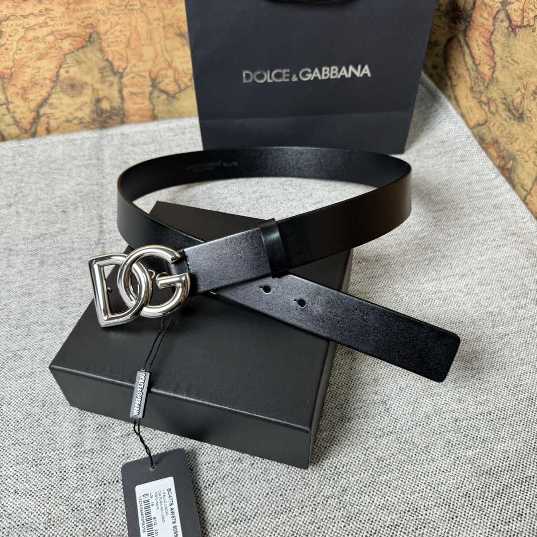 Dolce & Gabbana DG Logo-buckle Leather Belt   35mm - FashionPlug