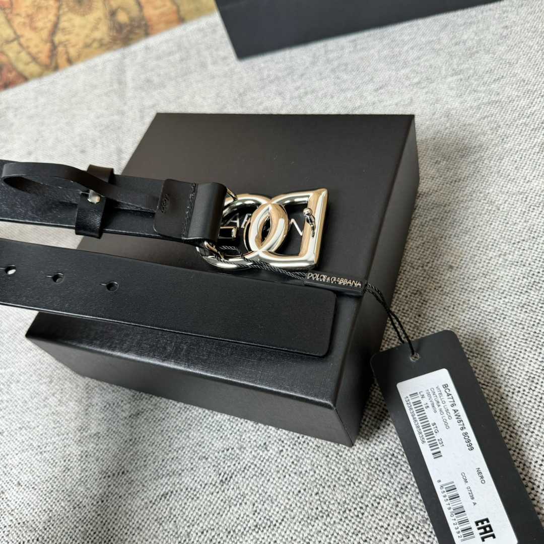 Dolce & Gabbana DG Logo-buckle Leather Belt   35mm - FashionPlug