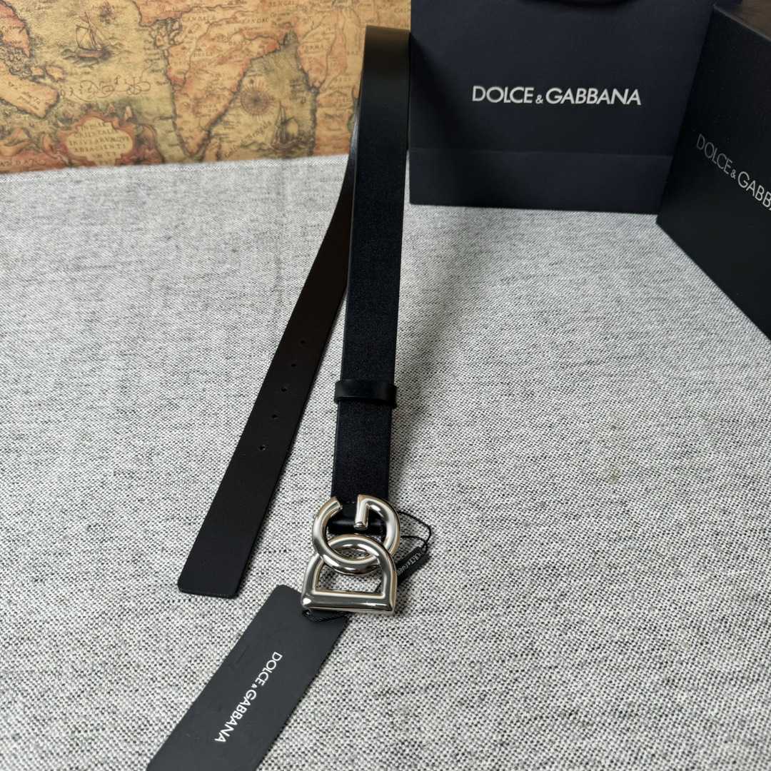 Dolce & Gabbana DG Logo-buckle Leather Belt   35mm - FashionPlug