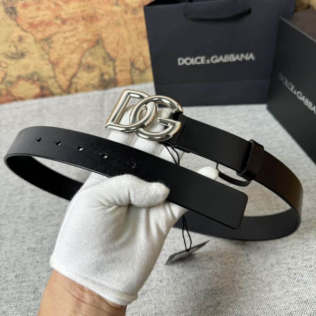 Dolce & Gabbana DG Logo-buckle Leather Belt   35mm - FashionPlug
