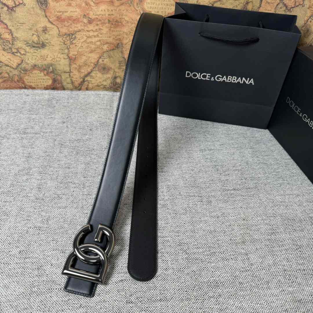 Dolce & Gabbana DG Logo-buckle Leather Belt   40mm - FashionPlug