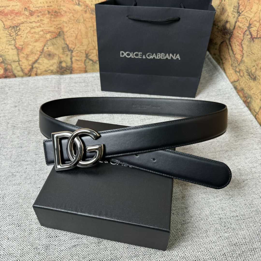 Dolce & Gabbana DG Logo-buckle Leather Belt   40mm - FashionPlug