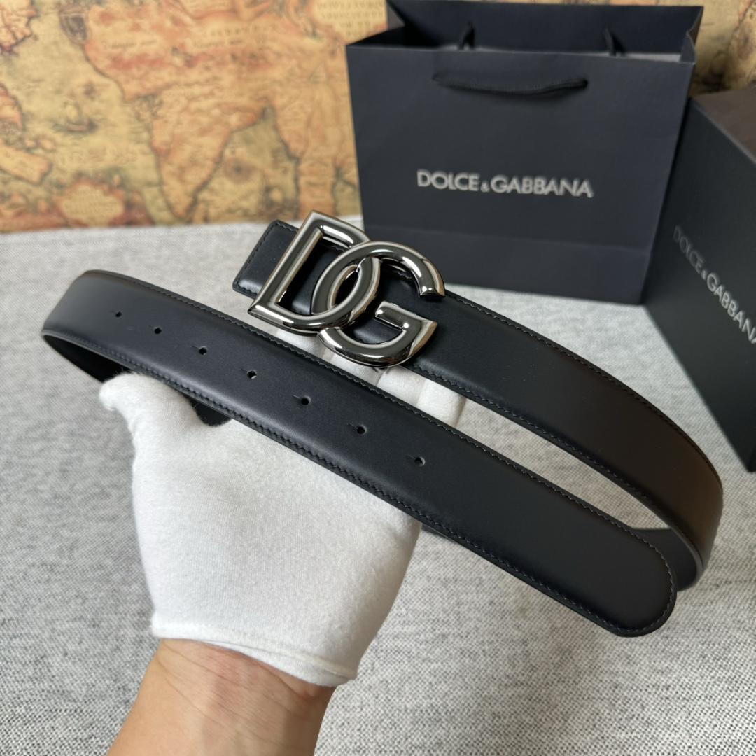 Dolce & Gabbana DG Logo-buckle Leather Belt   40mm - FashionPlug
