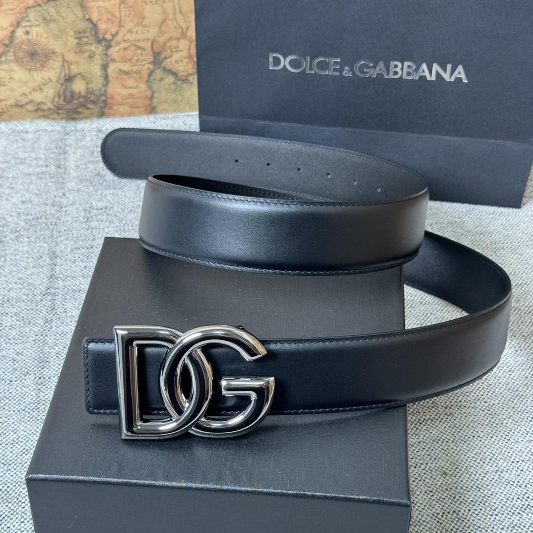 Dolce & Gabbana DG Logo-buckle Leather Belt   40mm - FashionPlug