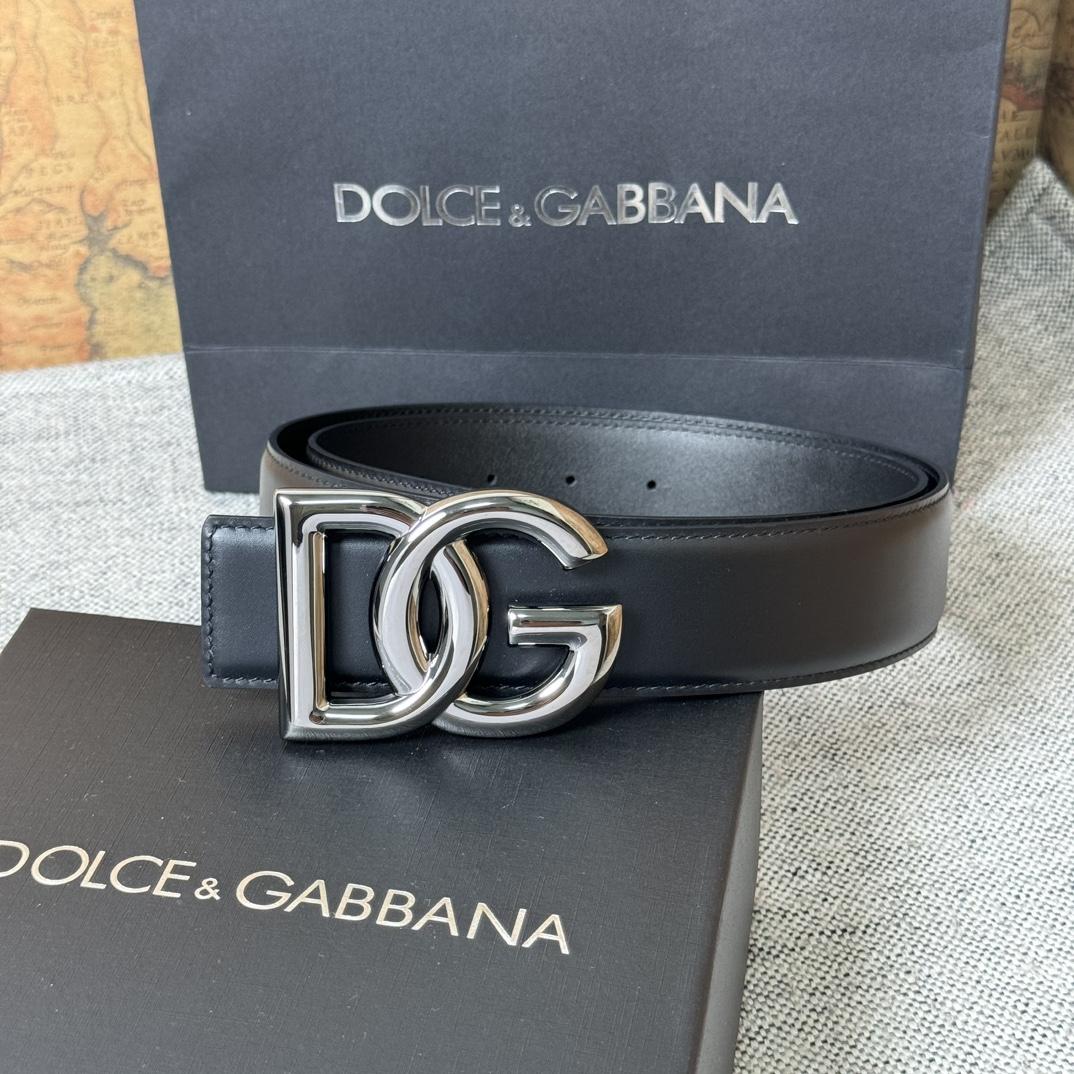 Dolce & Gabbana DG Logo-buckle Leather Belt   40mm - FashionPlug