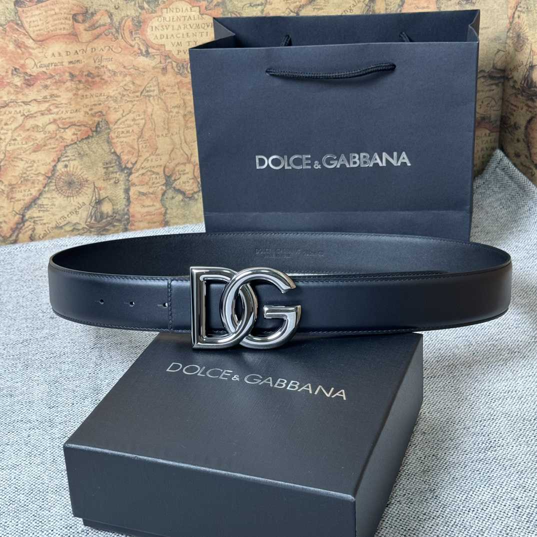 Dolce & Gabbana DG Logo-buckle Leather Belt   40mm - FashionPlug