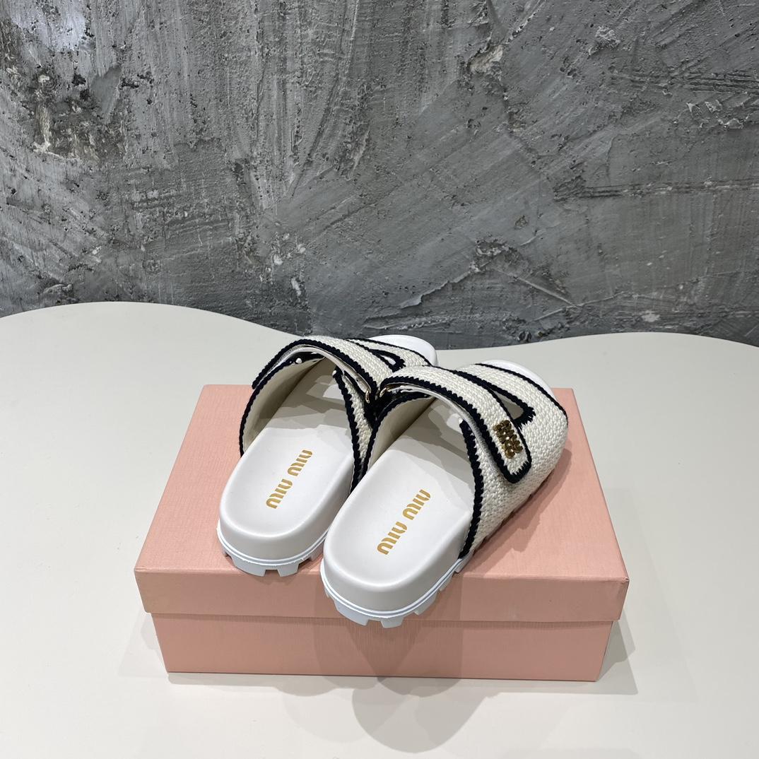 Miu Miu Crochet Knit Slides - FashionPlug