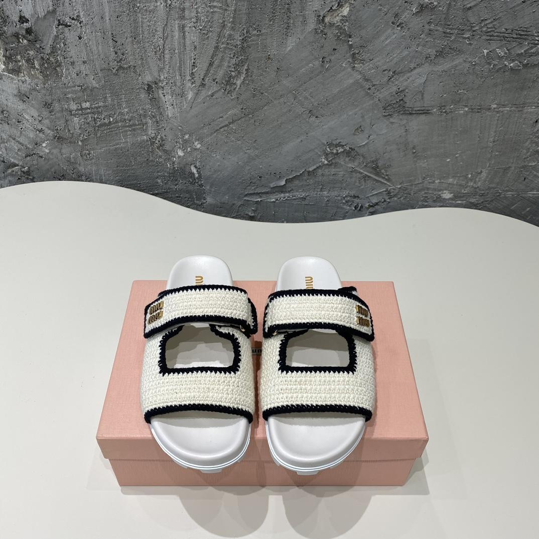 Miu Miu Crochet Knit Slides - FashionPlug