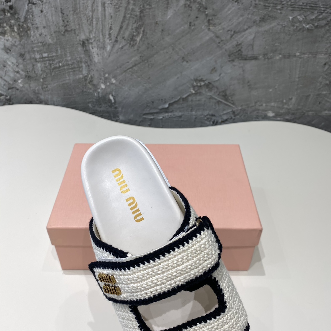 Miu Miu Crochet Knit Slides - FashionPlug