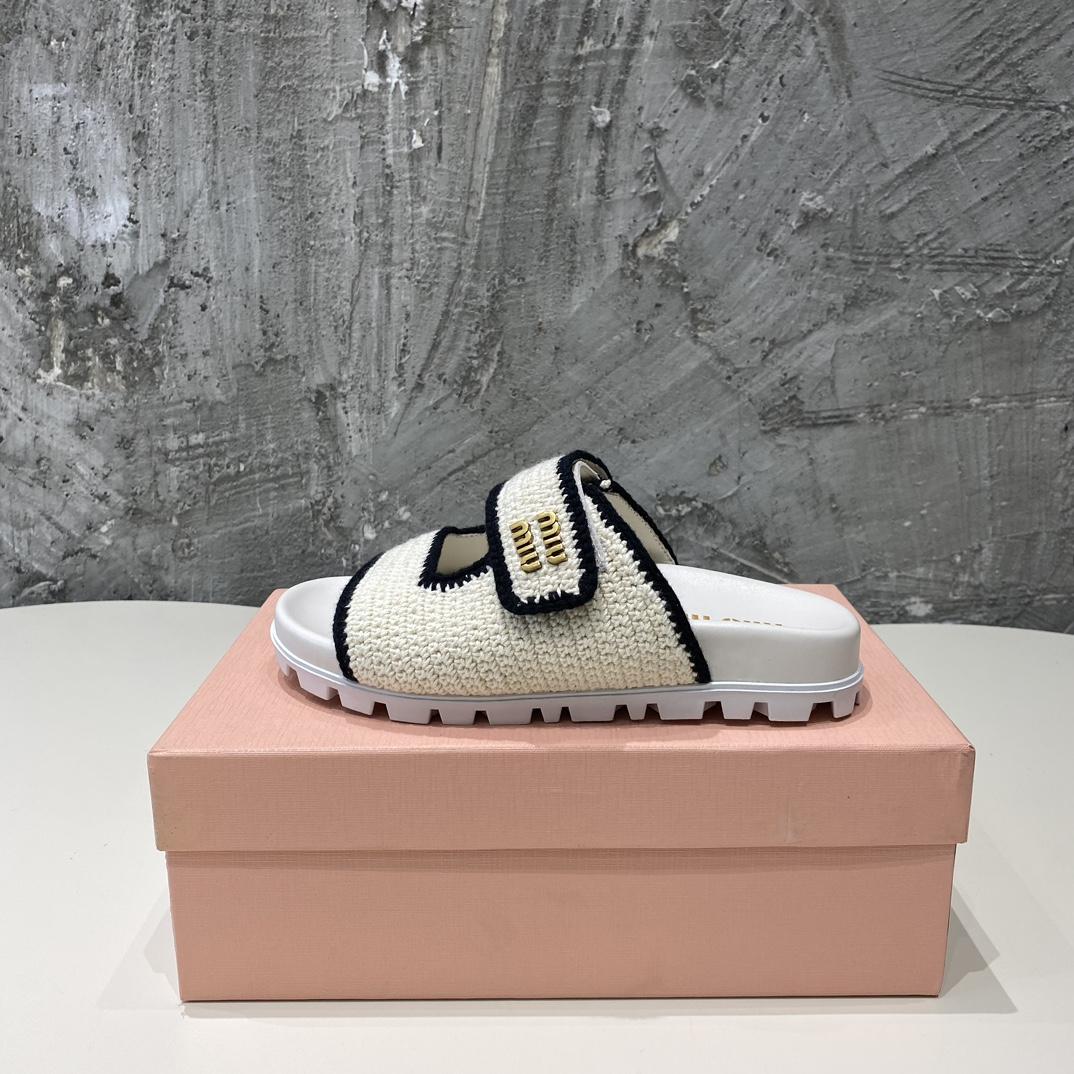 Miu Miu Crochet Knit Slides - FashionPlug