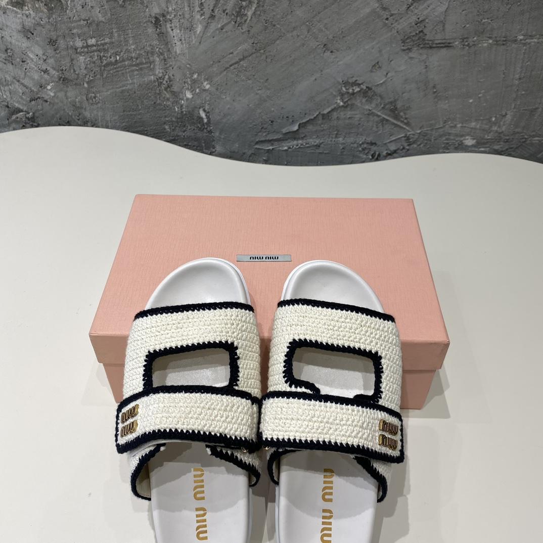 Miu Miu Crochet Knit Slides - FashionPlug