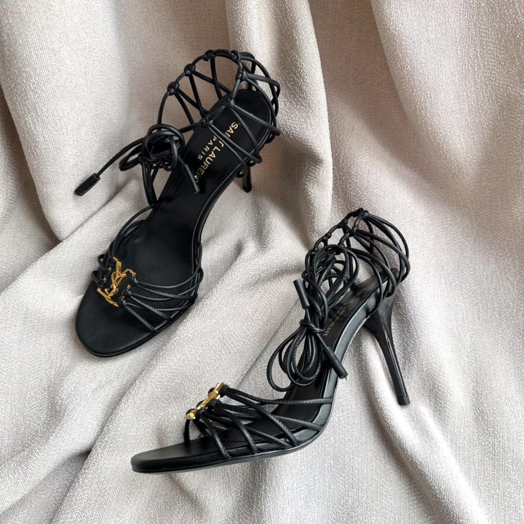 Saint Laurent Babylone Sandals In Smooth Leather - FashionPlug
