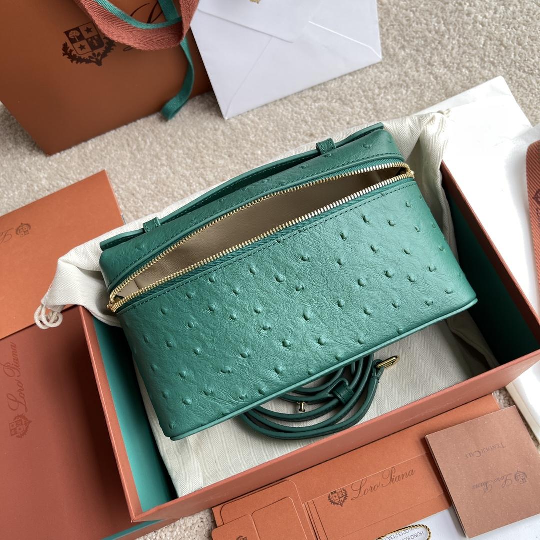 Loro Piana Extra Pocket L19 Ostrich Leather Pouch    (11-19-6.5cm) - FashionPlug