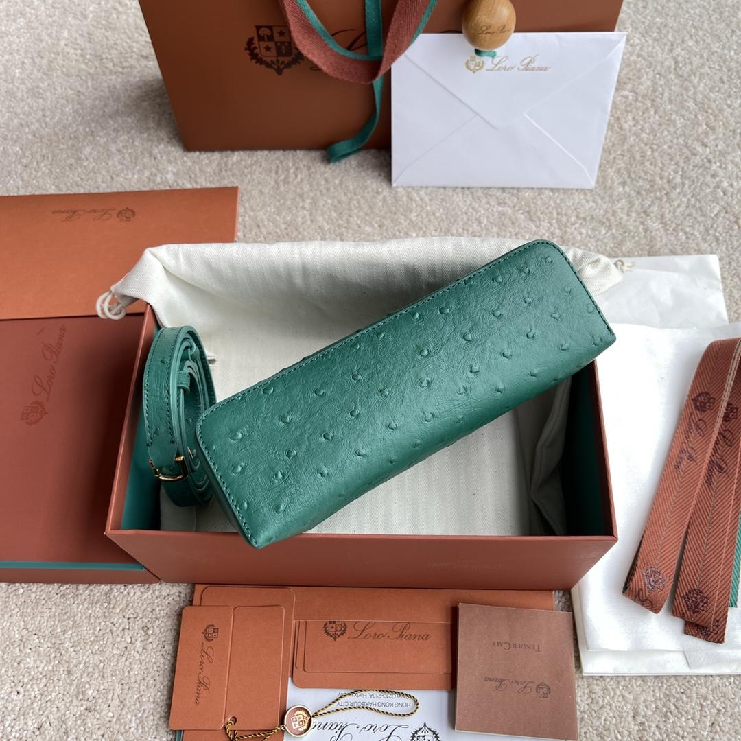 Loro Piana Extra Pocket L19 Ostrich Leather Pouch    (11-19-6.5cm) - FashionPlug