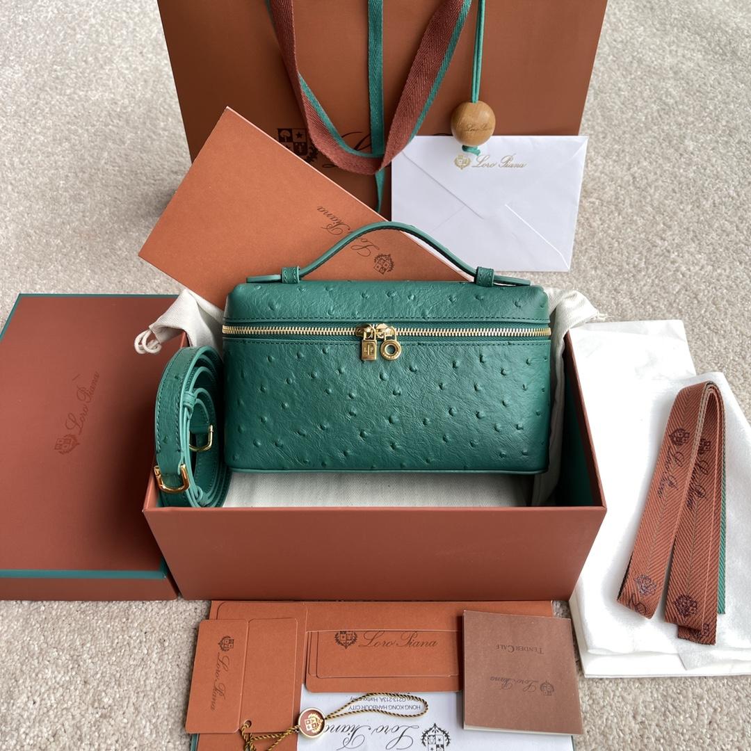 Loro Piana Extra Pocket L19 Ostrich Leather Pouch    (11-19-6.5cm) - FashionPlug