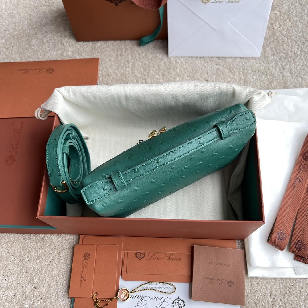 Loro Piana Extra Pocket L19 Ostrich Leather Pouch    (11-19-6.5cm) - FashionPlug