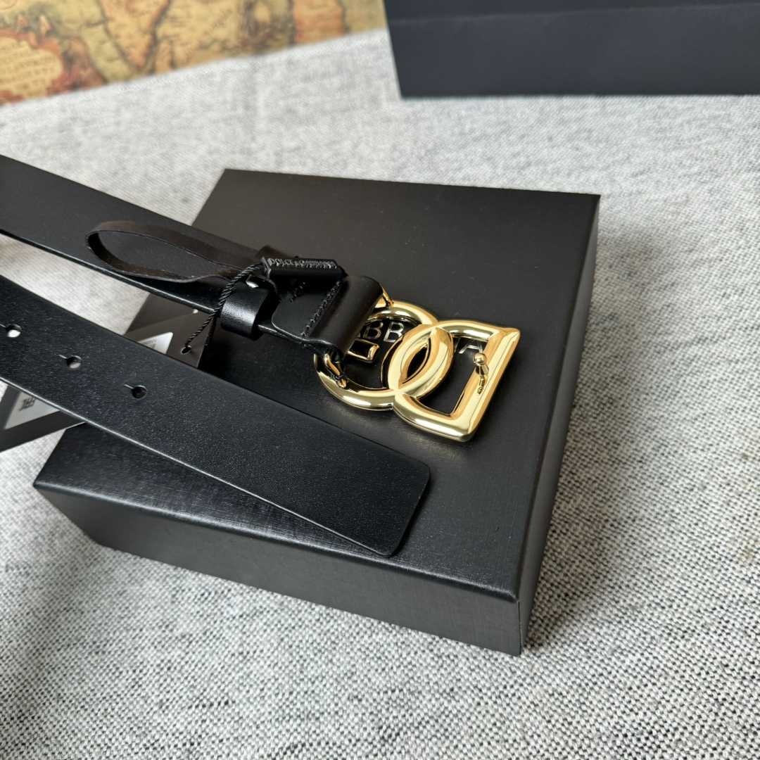 Dolce & Gabbana DG Logo-buckle Leather Belt   35mm - FashionPlug