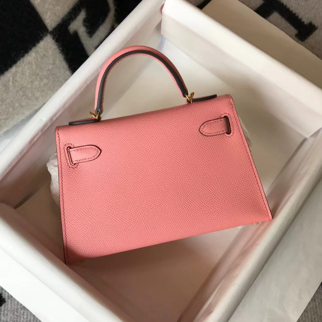 Hermes HM Kelly Mini 20 pink Epsom Gold Hardware （19-13-6.5cm） - FashionPlug