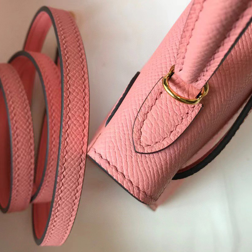 Hermes HM Kelly Mini 20 pink Epsom Gold Hardware （19-13-6.5cm） - FashionPlug