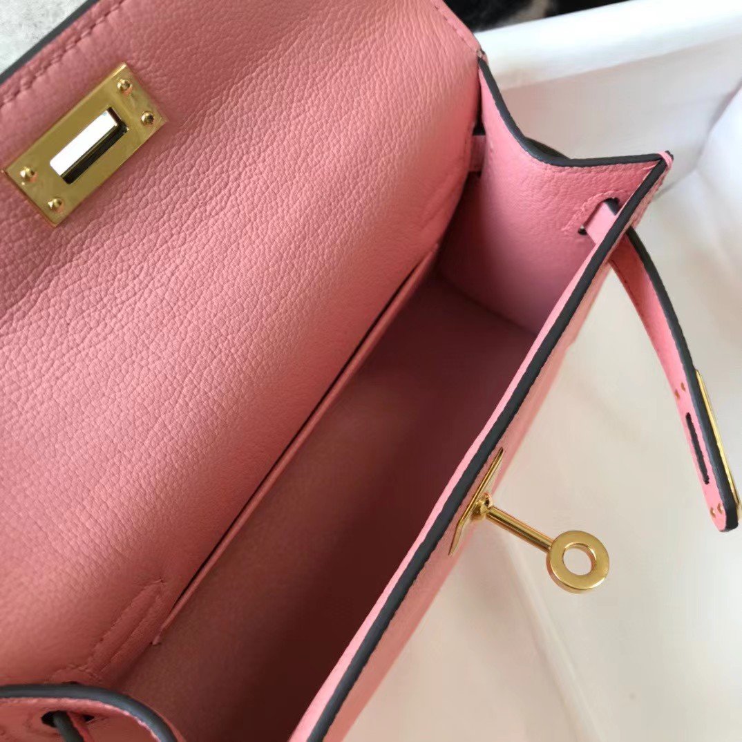 Hermes HM Kelly Mini 20 pink Epsom Gold Hardware （19-13-6.5cm） - FashionPlug