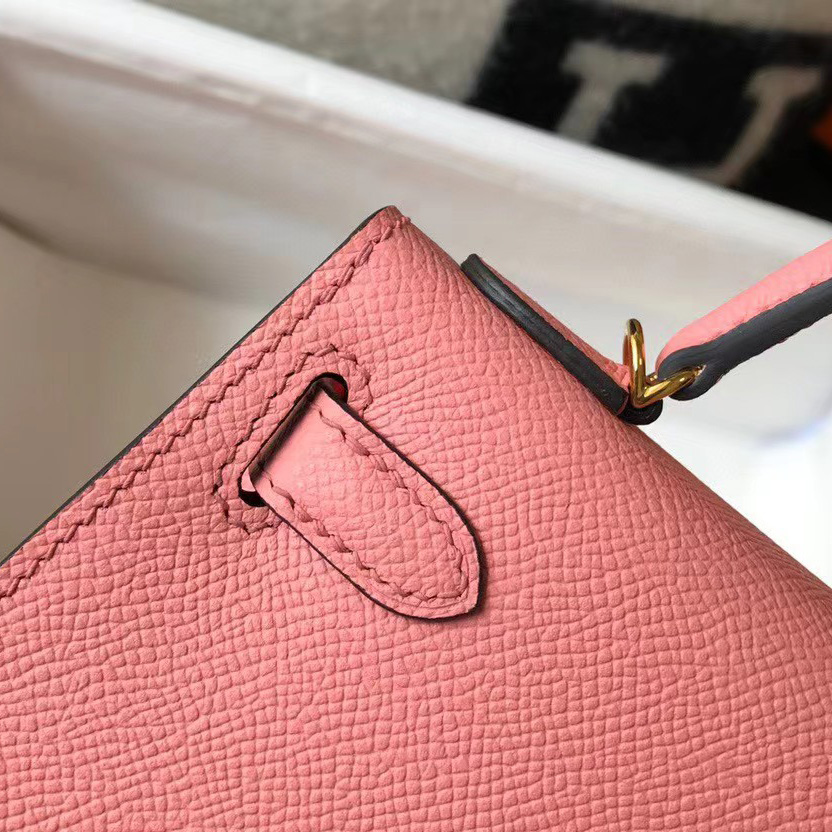 Hermes HM Kelly Mini 20 pink Epsom Gold Hardware （19-13-6.5cm） - FashionPlug