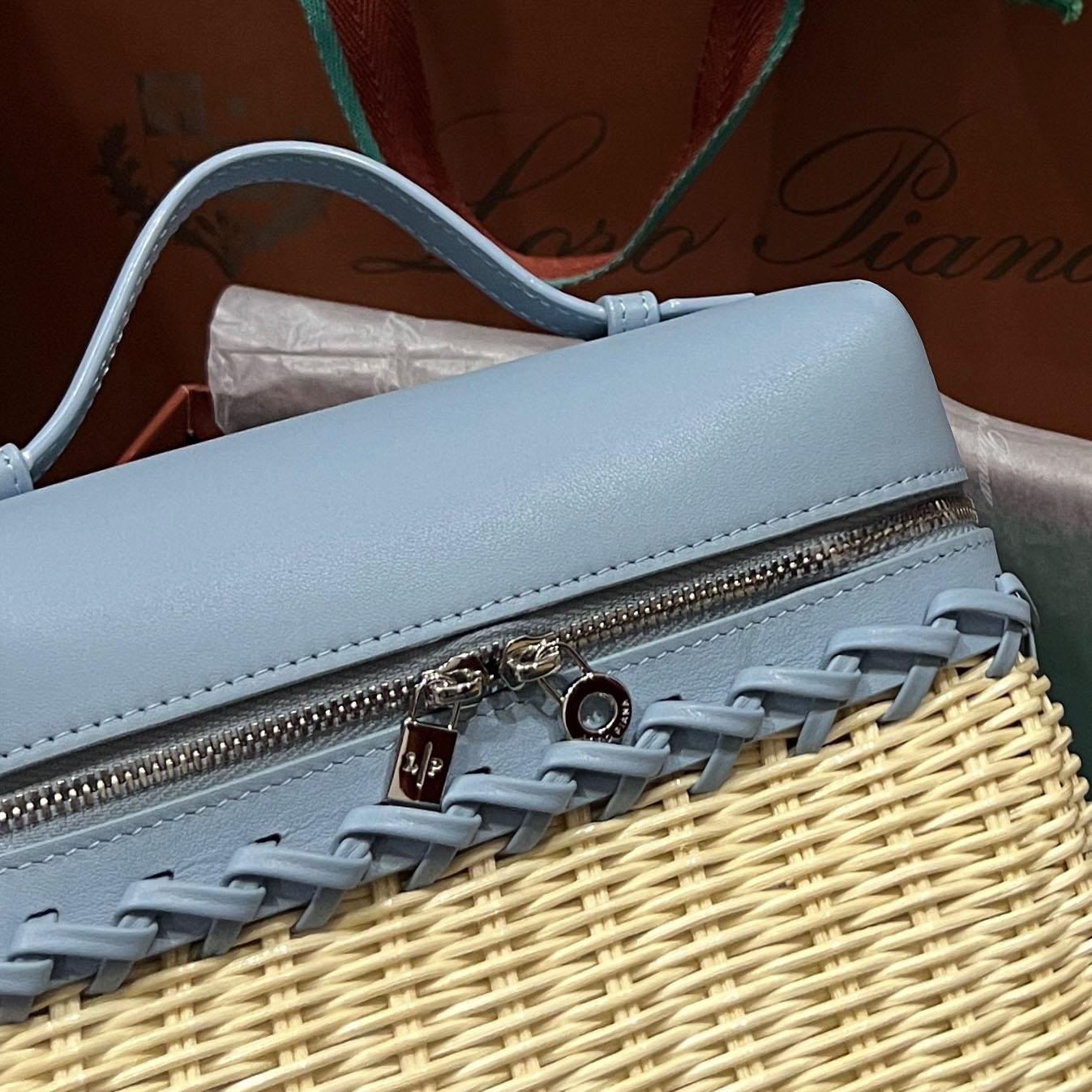 Loro Piana Women's Blue Extra Pocket L19 Wicker Pouch  (11*19*6.5cm) - FashionPlug