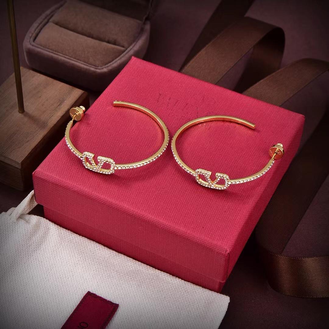 Valenti Garavani VLogo Signature Crystal Hoop Earrings - FashionPlug