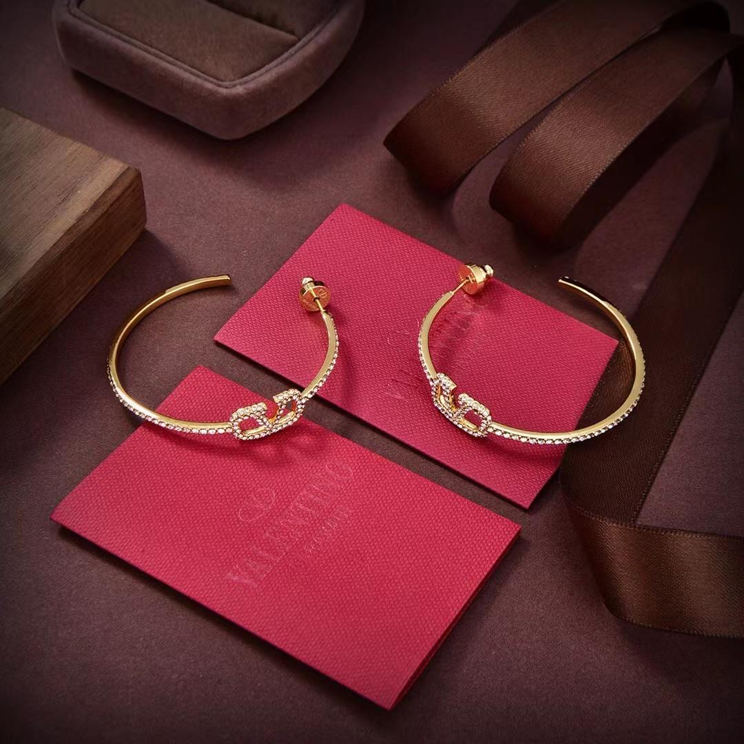 Valenti Garavani VLogo Signature Crystal Hoop Earrings - FashionPlug