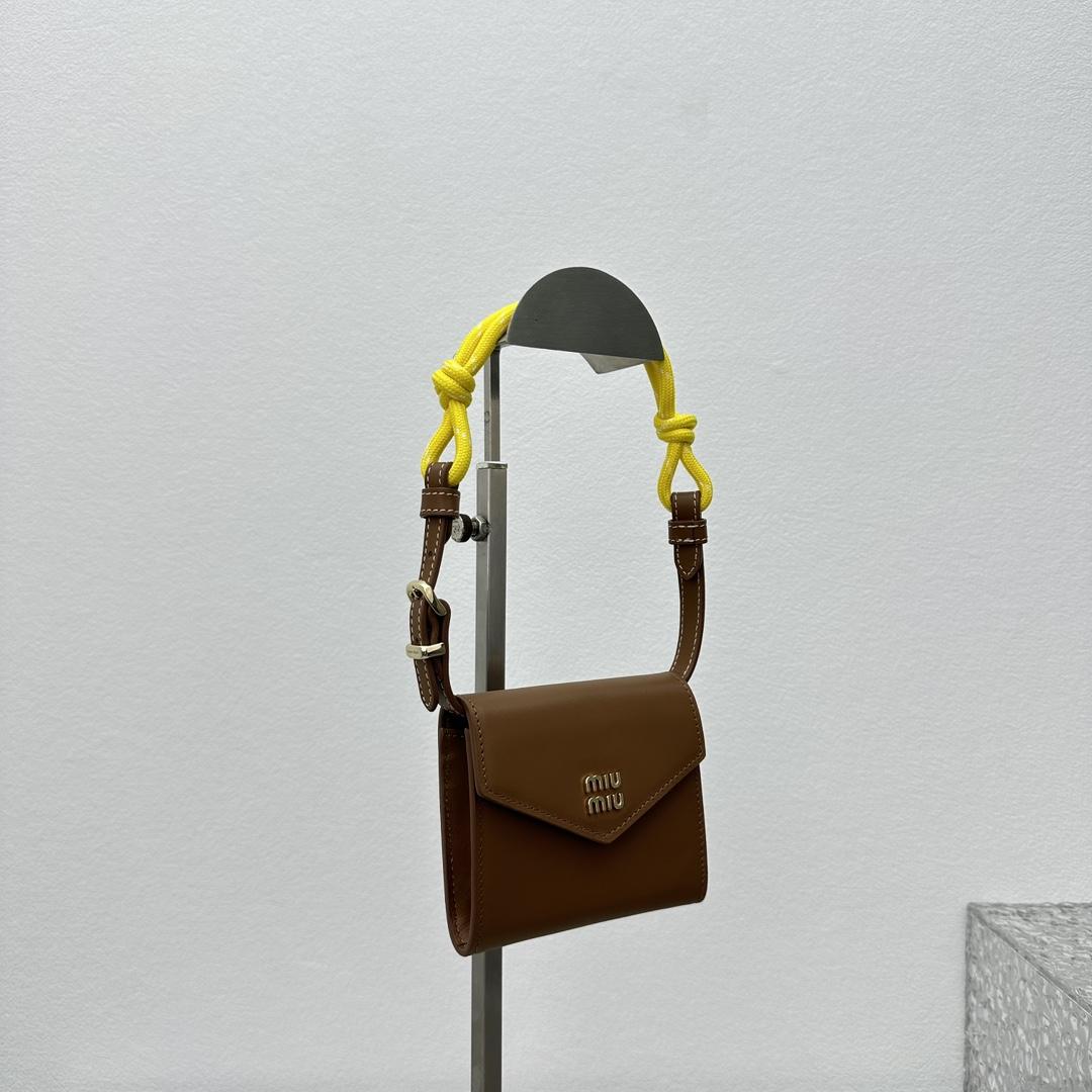 Miu Miu Leather Wallet With Leather And Cord Shoulder Strap - FashionPlug