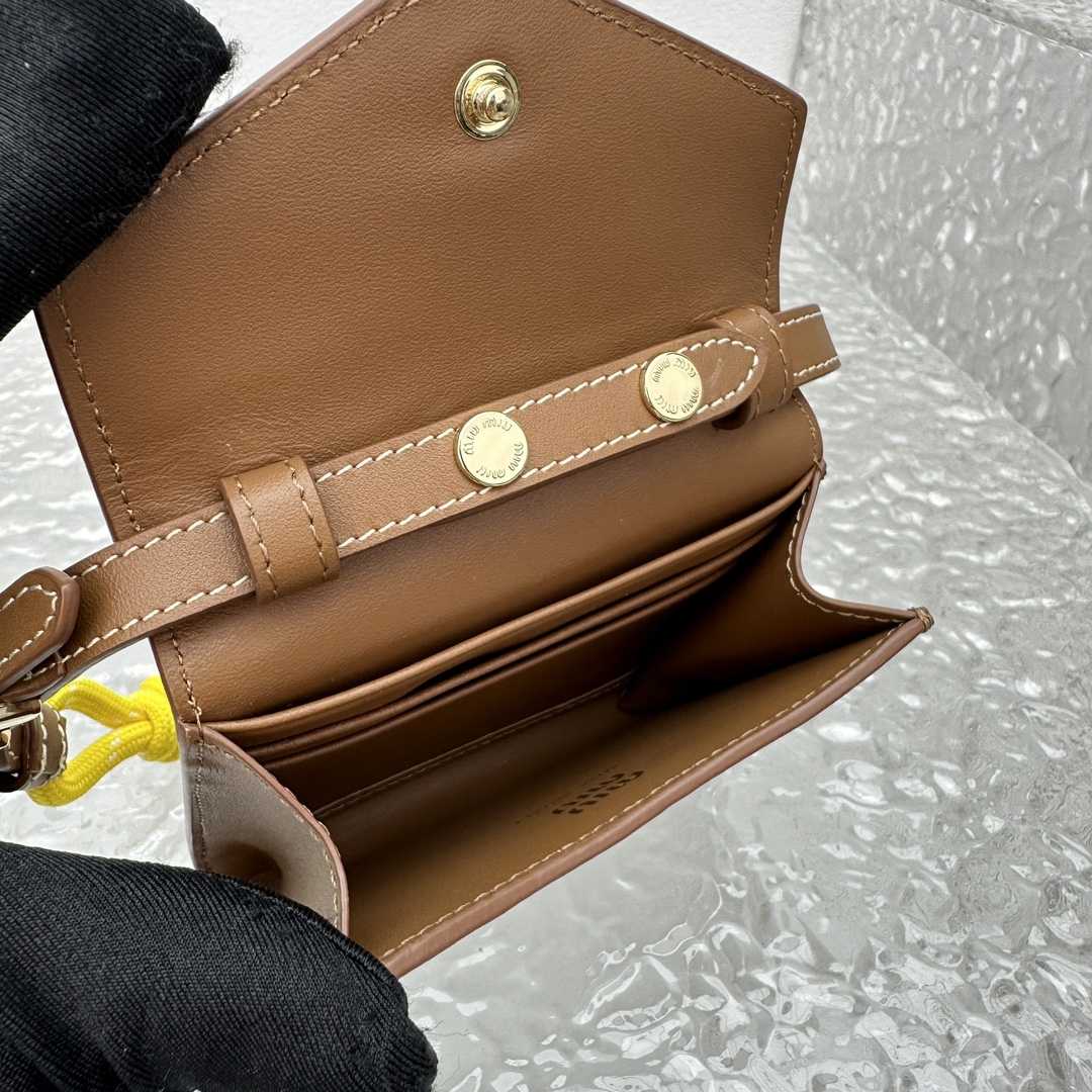 Miu Miu Leather Wallet With Leather And Cord Shoulder Strap - FashionPlug