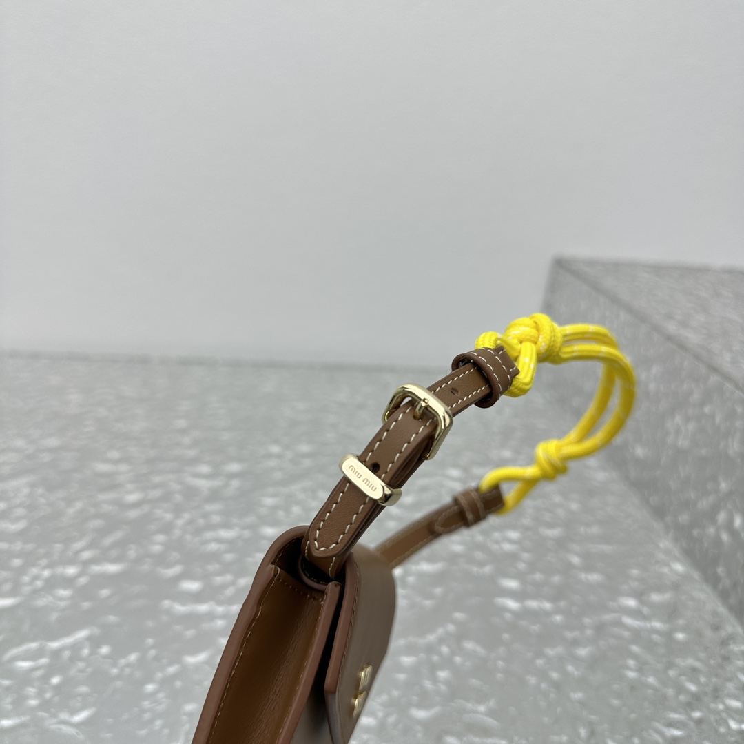 Miu Miu Leather Wallet With Leather And Cord Shoulder Strap - FashionPlug