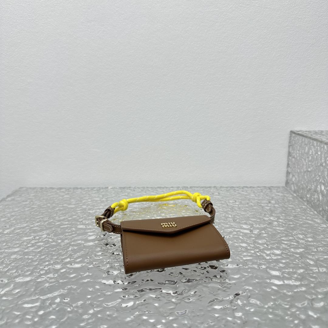 Miu Miu Leather Wallet With Leather And Cord Shoulder Strap - FashionPlug