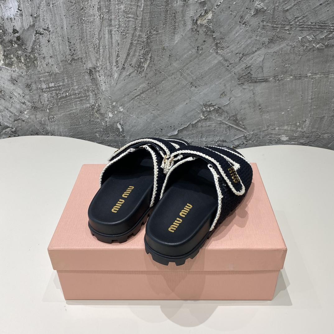 Miu Miu Crochet Knit Slides - FashionPlug