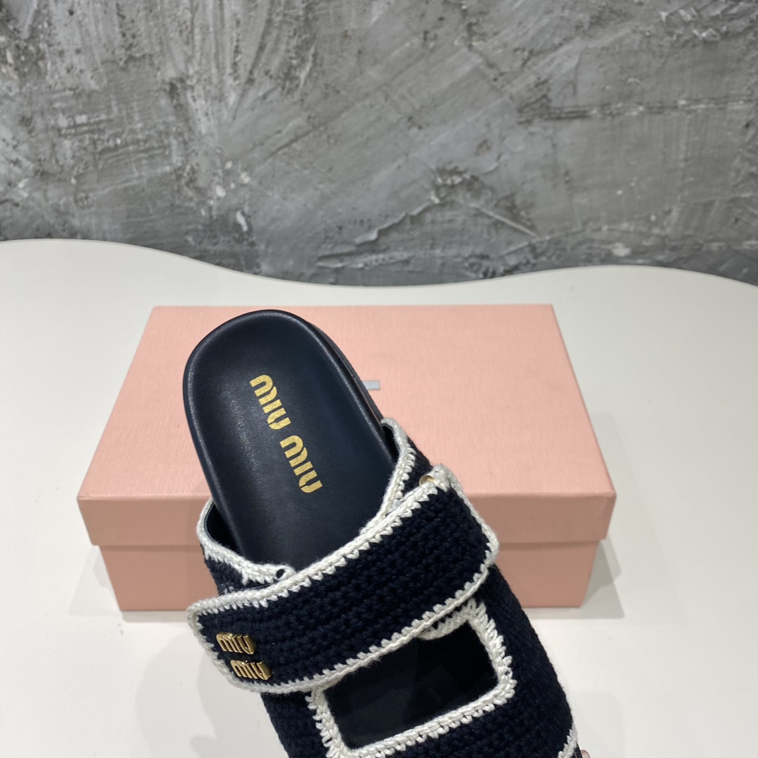 Miu Miu Crochet Knit Slides - FashionPlug