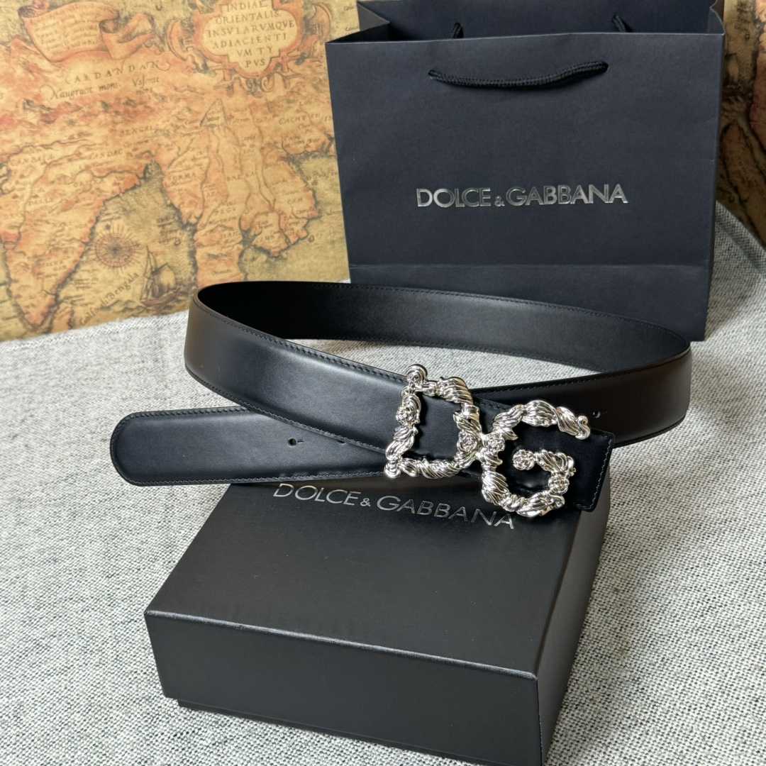 Dolce & Gabbana DG Logo-buckle Leather Belt   40mm - FashionPlug