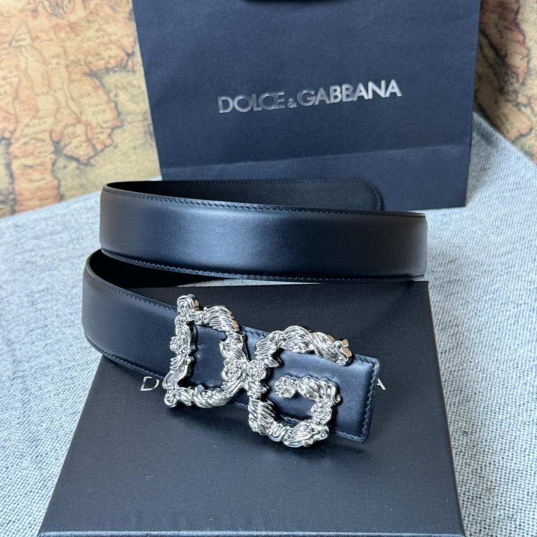 Dolce & Gabbana DG Logo-buckle Leather Belt   40mm - FashionPlug