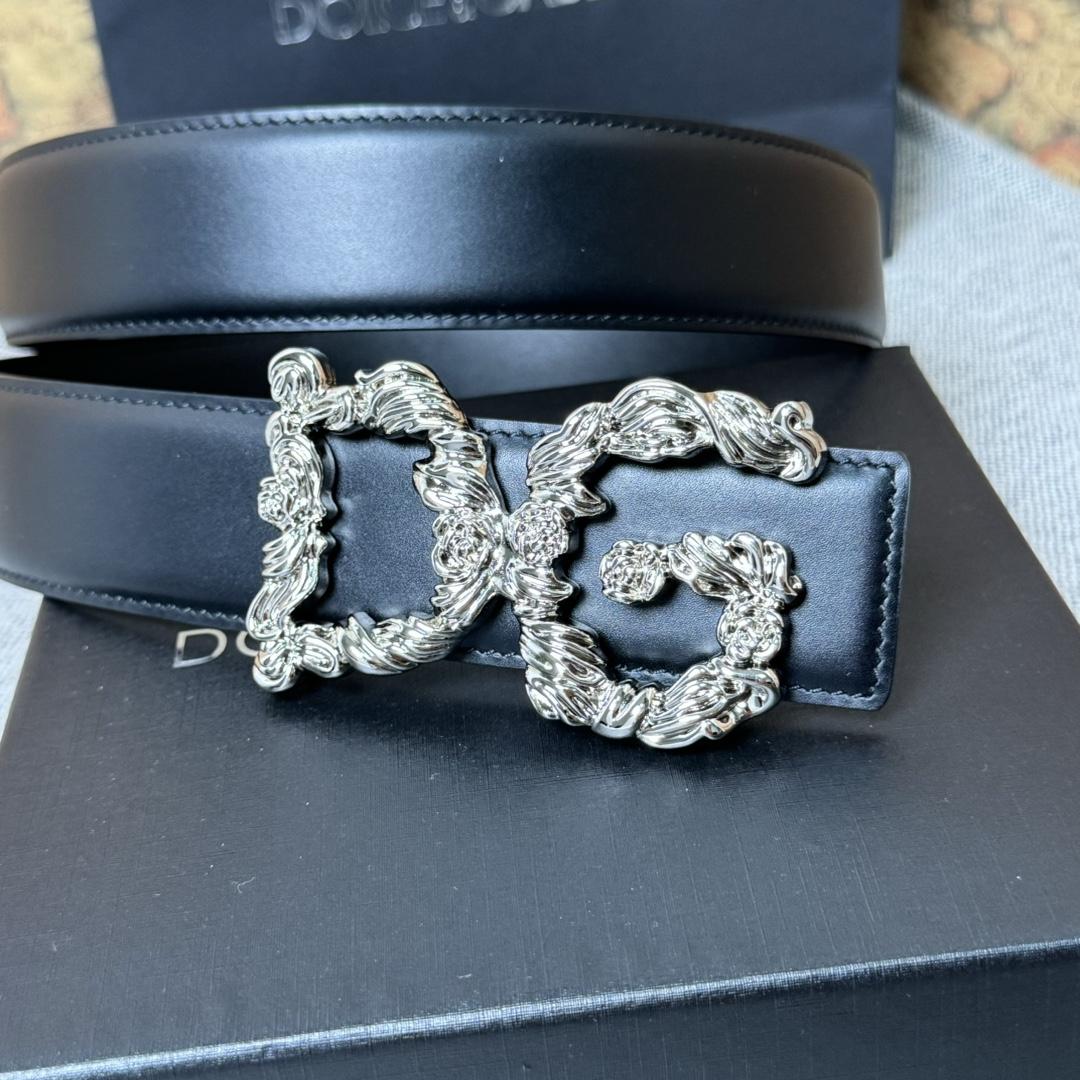 Dolce & Gabbana DG Logo-buckle Leather Belt   40mm - FashionPlug