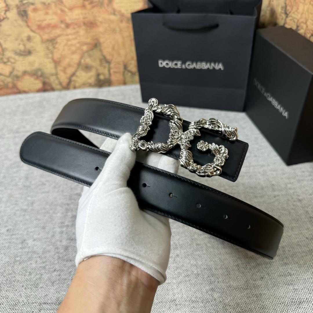 Dolce & Gabbana DG Logo-buckle Leather Belt   40mm - FashionPlug