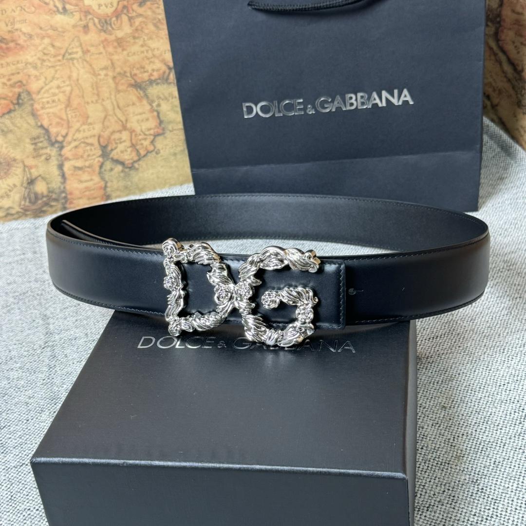 Dolce & Gabbana DG Logo-buckle Leather Belt   40mm - FashionPlug