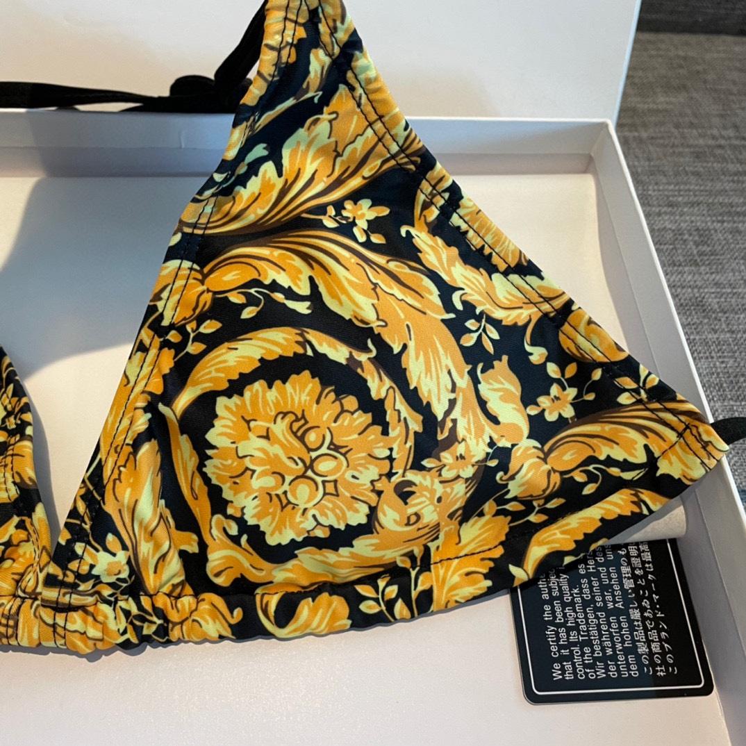 Versace Baroque-print Triangle Bikini  - FashionPlug