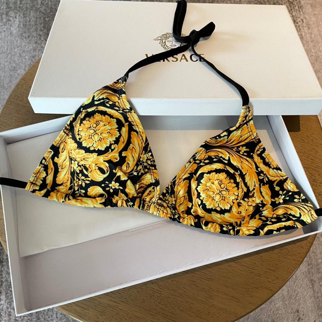 Versace Baroque-print Triangle Bikini  - FashionPlug