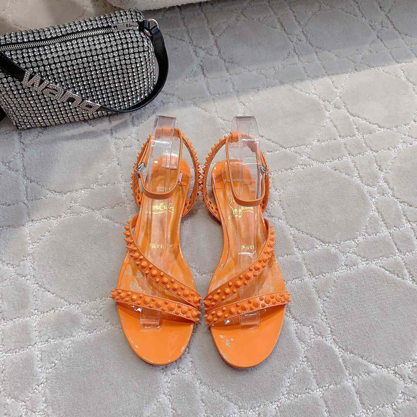 Christian Louboutin Mafaldina Spikes Leather Sandals - FashionPlug