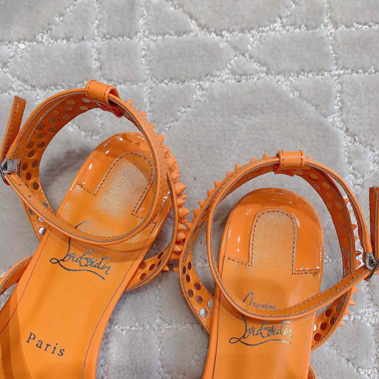 Christian Louboutin Mafaldina Spikes Leather Sandals - FashionPlug